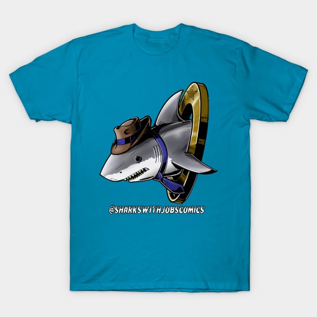 Sharks with Jobs Comics Group T-Shirt by frankriggart